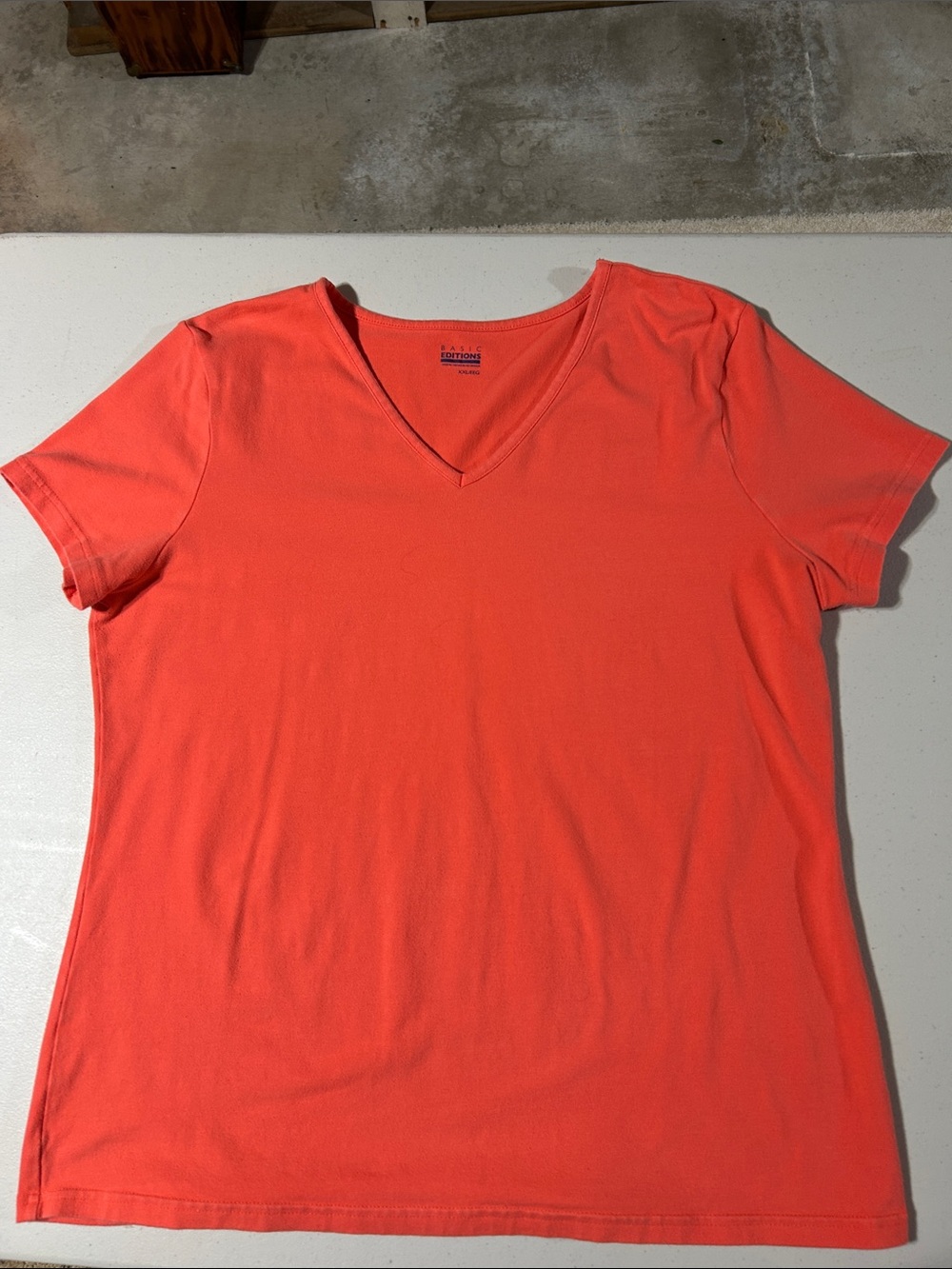 Basic Editions Coral V-Neck Short Sleeve Tee - soft & stretchy